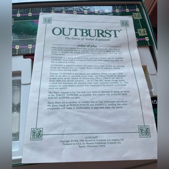 Vintage Outburst Party Board Game 1988 Edition, Great condition - Picture 5 of 9